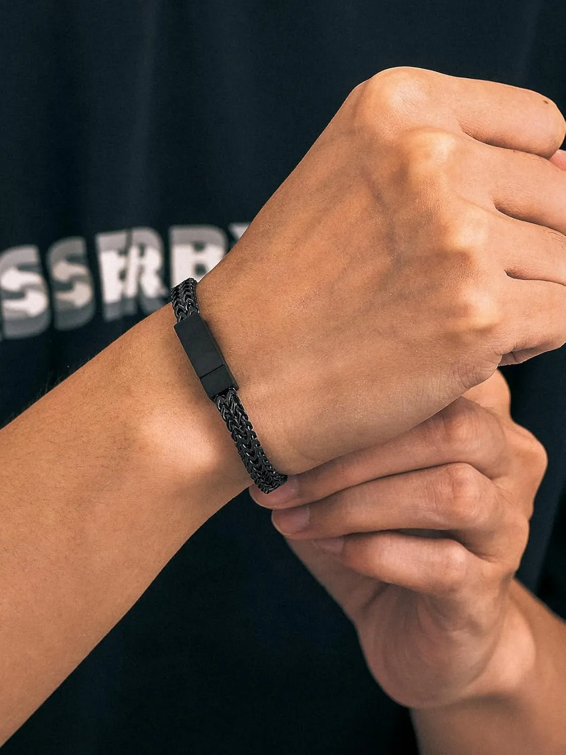Richsteel Father's Day Bracelets for Men 6mm/10mm/12mm Width Stainless Steel With Sturdy Clasp Franco Curb Chain Mens Bracelet 7.4/8.2/9 Inches Length