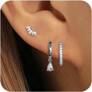 Ritach Small Gold Hoop Earrings Sets for Women, 14k Gold/Sterling Silver Plated Trendy Dainty Hypoallergenic Cartilage Huggie Earrings Sets for Multiple Piercing