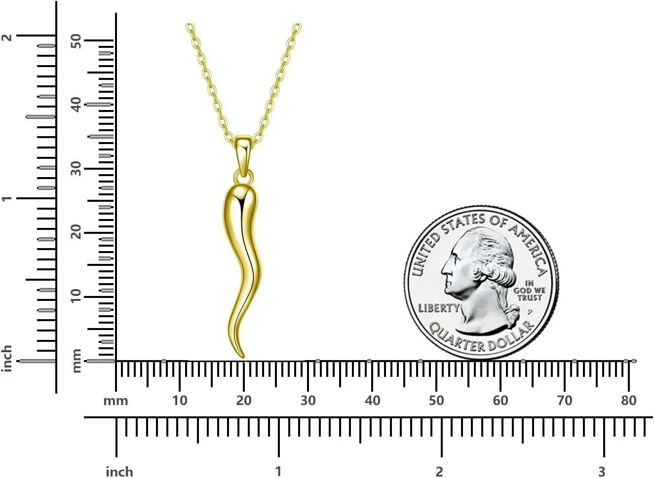 Rnivida 925 Sterling Silver Italian Horn Necklace, Silver Cornicello Amulet Pendant Necklace Talisman Jewelry for Women