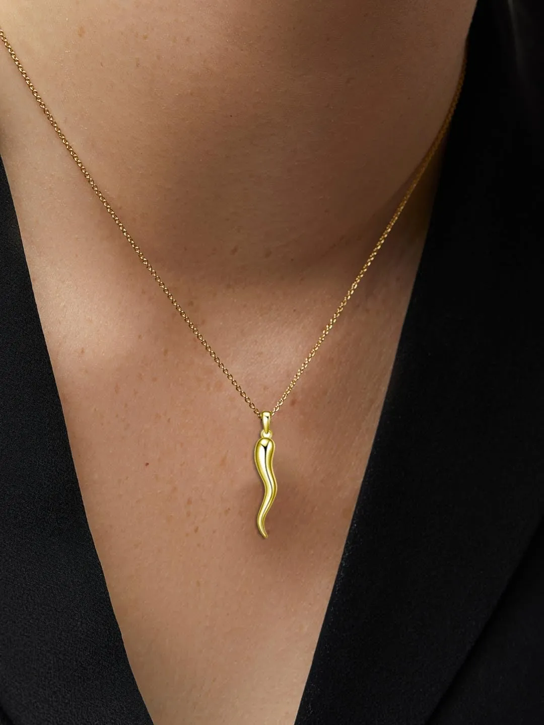 Rnivida 925 Sterling Silver Italian Horn Necklace, Silver Cornicello Amulet Pendant Necklace Talisman Jewelry for Women