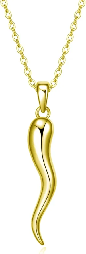 Rnivida 925 Sterling Silver Italian Horn Necklace, Silver Cornicello Amulet Pendant Necklace Talisman Jewelry for Women