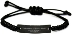 Romans 12:12 Christian Bracelet,Be Joyful in Hope, Patient in Affliction, Faithful in Prayer.,Christian Gifts,Bible Verse Bracelets,Christian Woman or Teen,Rope Bracelet