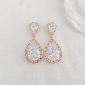 Rose Gold Bridal Earrings-Evelyn