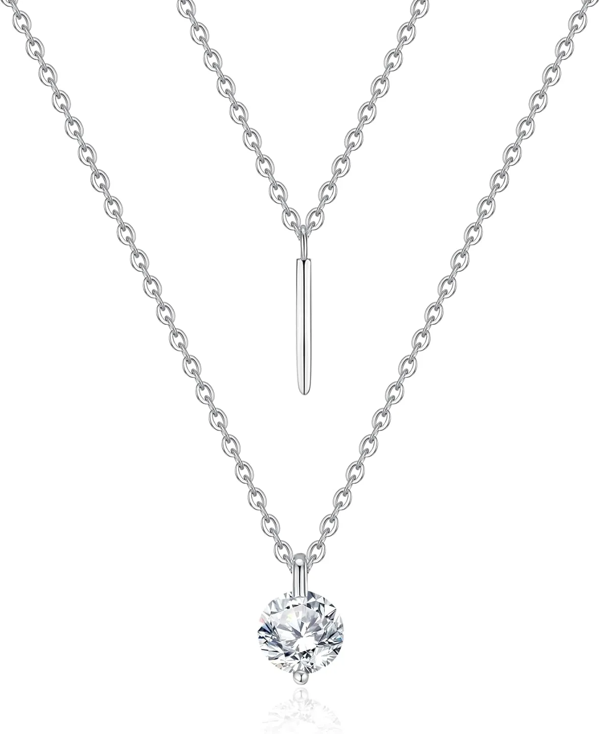 Round Cut Moissanite Pendant Necklace For Women 18 k White Gold 925 Sterling Silver Simplified Design Necklace