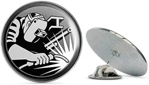 Round Hardhat Sized Welder Logo (Welding Weld) Metal 0.75" Lapel Hat Pin Tie Tack Pinback
