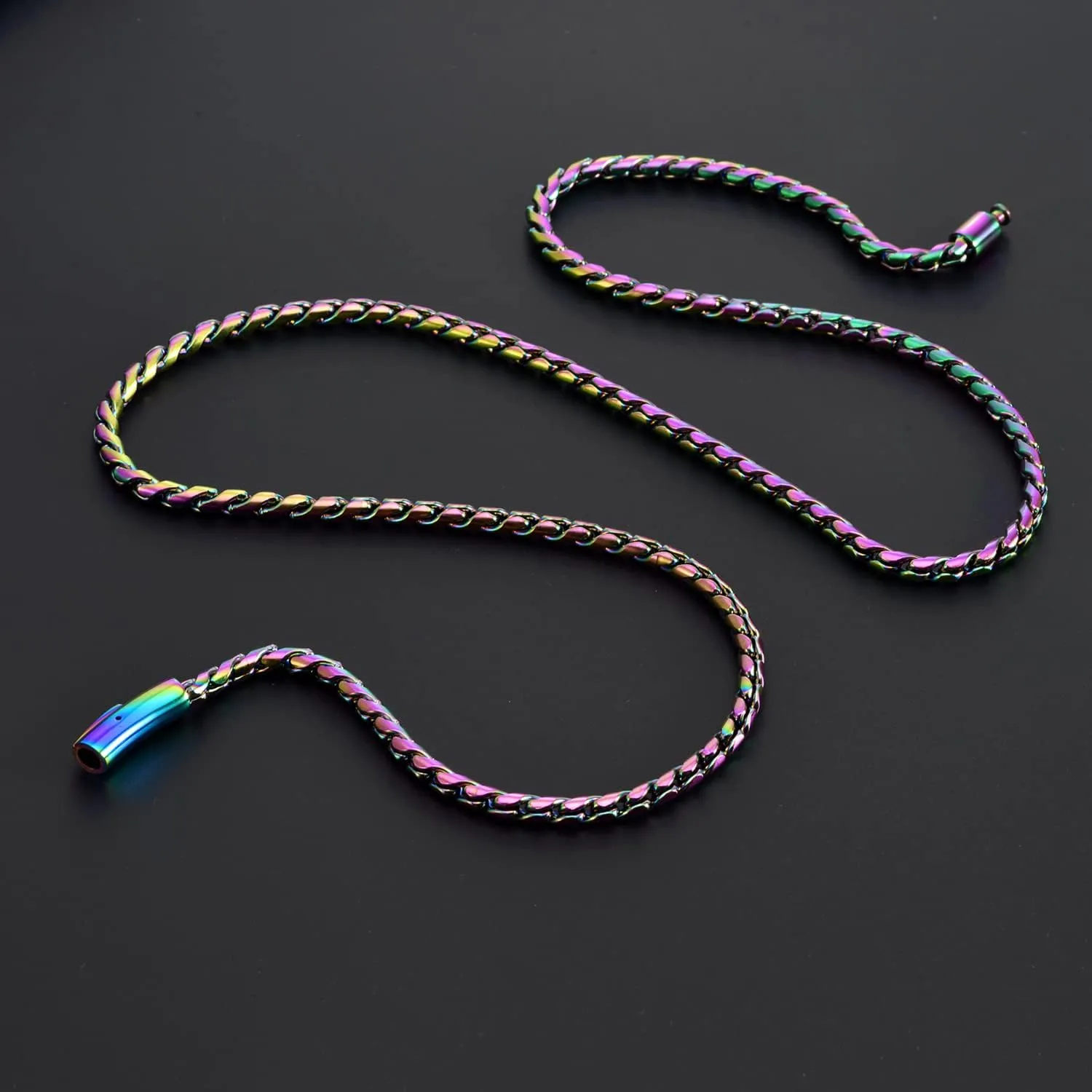 ROWIN&CO 6mm Multi-Color Chain Necklace Rainbow Stainless Steel Diamond Cut Miami Curb Cuban Link Necklace, Nickel-free, Colorful Chains, Hip hop Jewelry Choker Chain, 18-35 inch