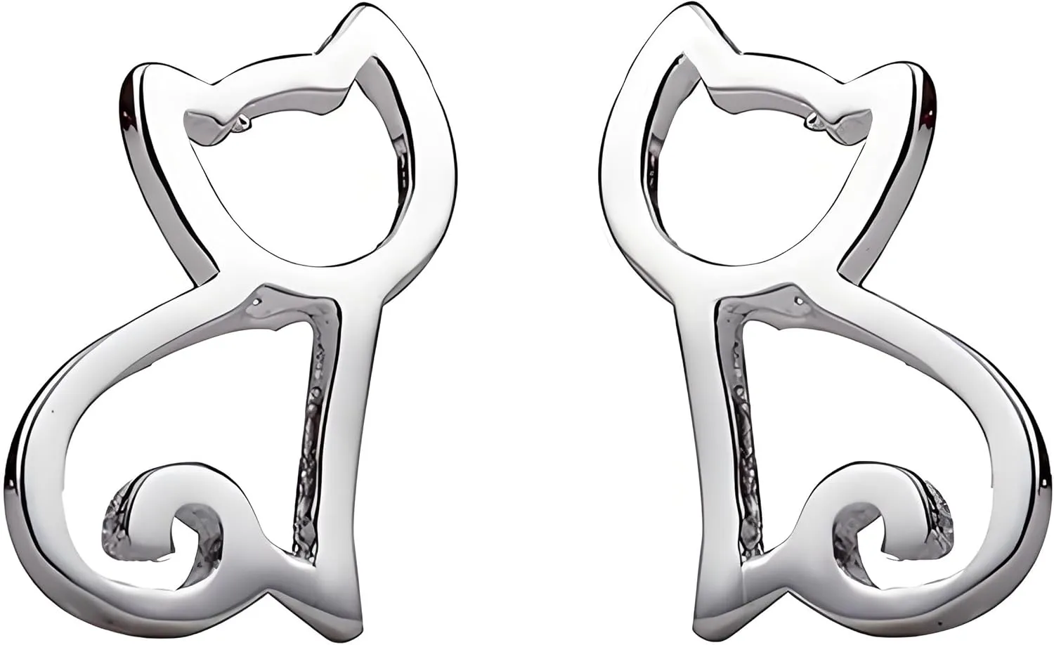 S925 Sterling Silver Cat Stud Earrings for Women - Hypoallergenic Hollow Out Cat Stud Earrings for Women