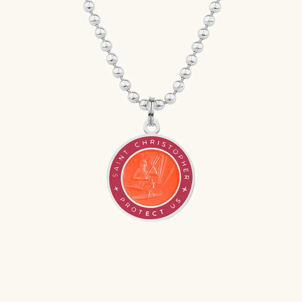 Saint Christopher Medium Medal - Orange/Hot Pink