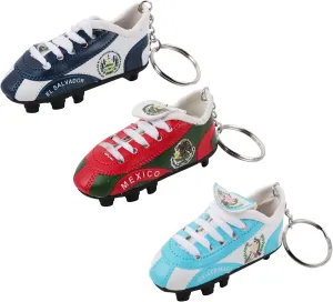 SandT Collection 3 Pack Soccer Shoe Keychains Sneaker with Cleats Country Souvenir Keyrings