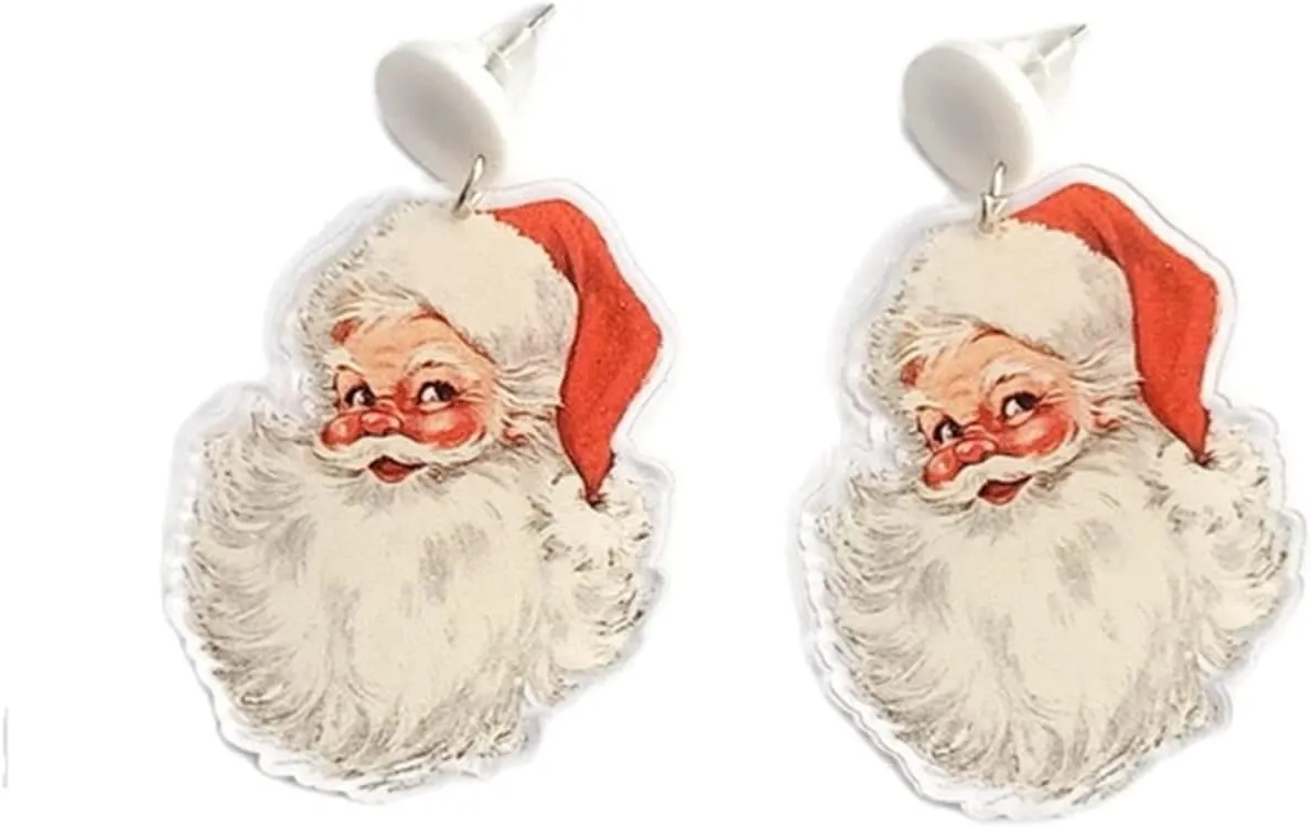 Santa Claus Letters Tree Sunflower Colorful Wooden Drop Dangle Earrings Cartoon Christmas for Women Gift Jewelry Xmas Party Snowflakes Star Wood Light Weight Handmade