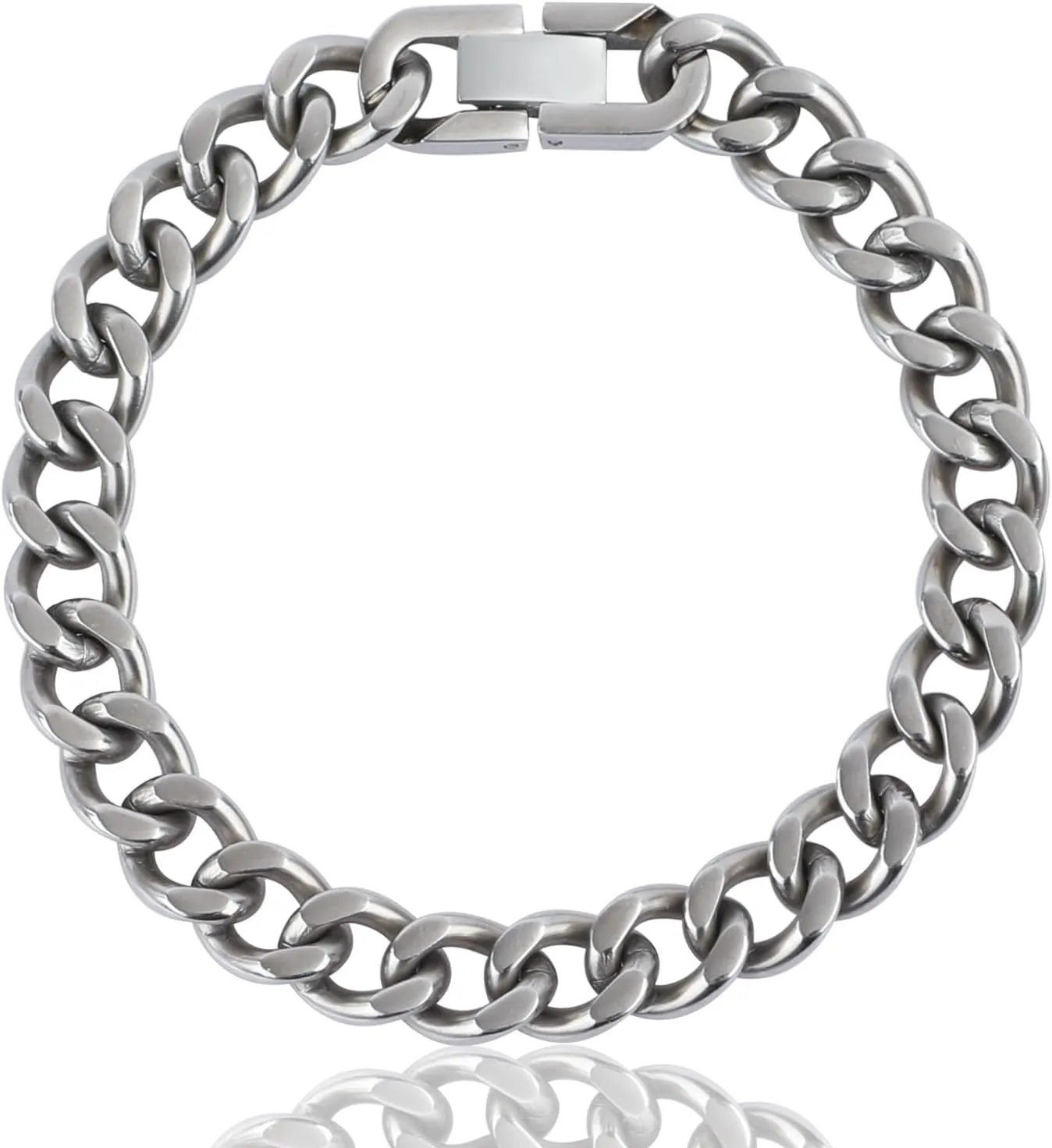 SanThree 9.5mm Solid Titanium Cuban Link Chain Bracelet for Men, Lightweight Skin-Friendly Hip Hop Bracelets for Birthday Graduation Friendship, 7"/7.5"/8",8.6"-9", Come with Gift Box