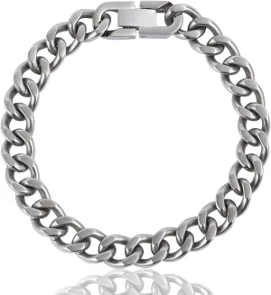 SanThree 9.5mm Solid Titanium Cuban Link Chain Bracelet for Men, Lightweight Skin-Friendly Hip Hop Bracelets for Birthday Graduation Friendship, 7"/7.5"/8",8.6"-9", Come with Gift Box