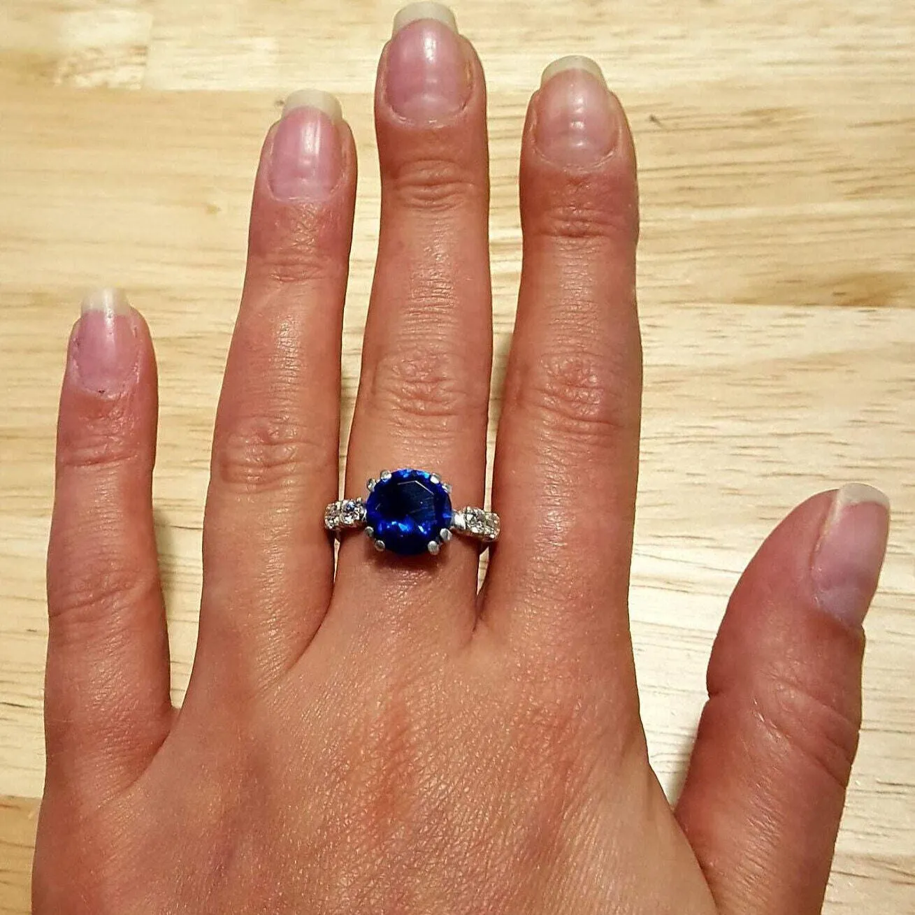 Sapphire Promise Ring - Classic Blue Ring - Round Vintage Ring