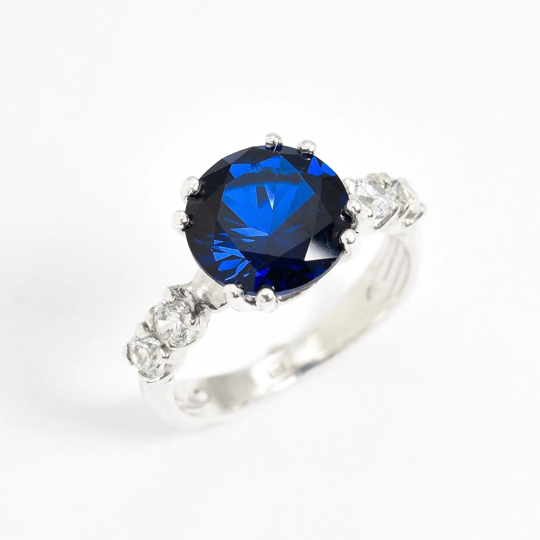 Sapphire Promise Ring - Classic Blue Ring - Round Vintage Ring