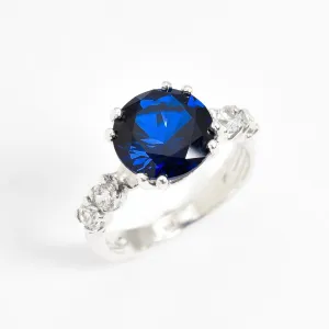 Sapphire Promise Ring - Classic Blue Ring - Round Vintage Ring