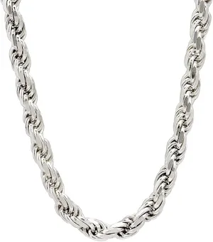 Savlano 925 Sterling Silver 6mm Solid Italian Rope Diamond Cut Twist Link Chain Necklace with Gift Box for Men & Women - Made in Italy