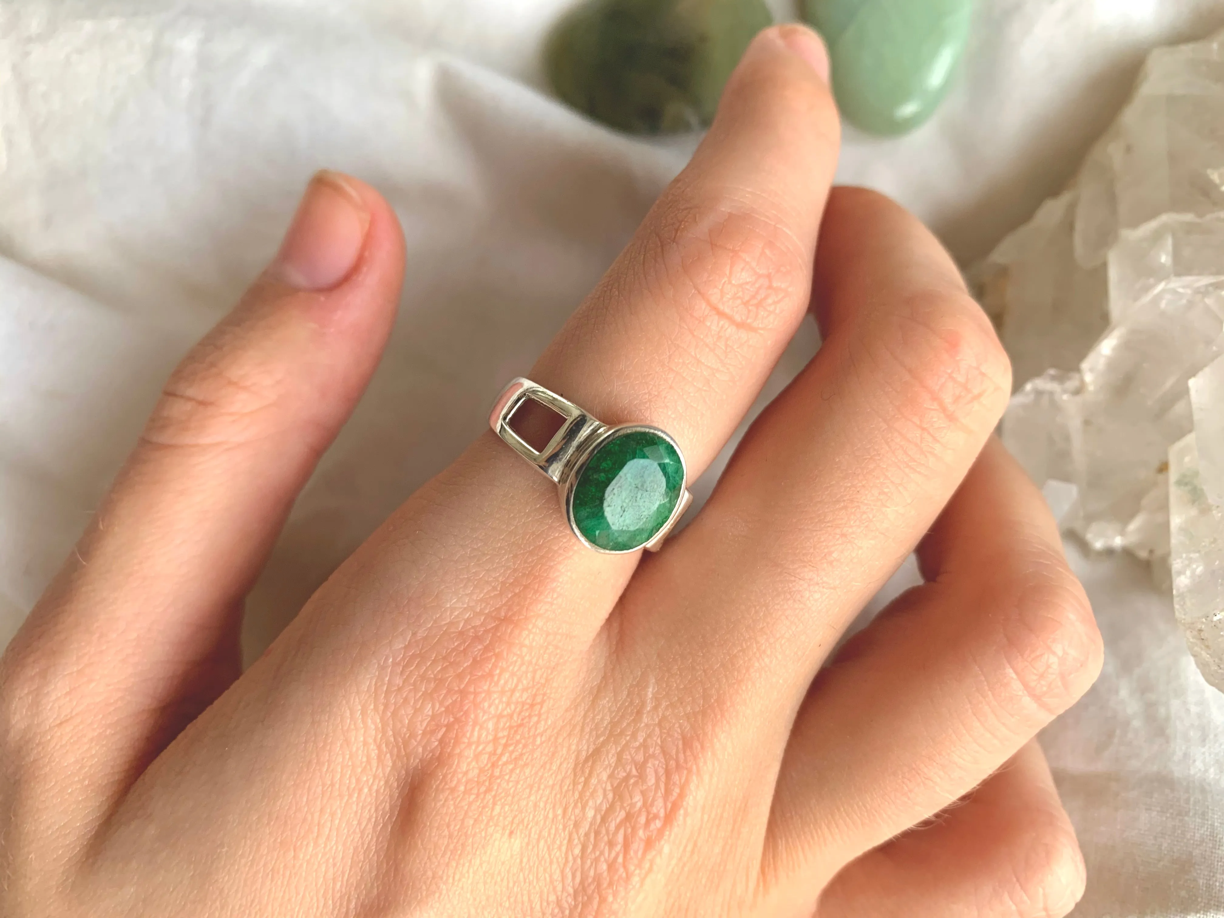 Semi-precious Emerald Falco Ring