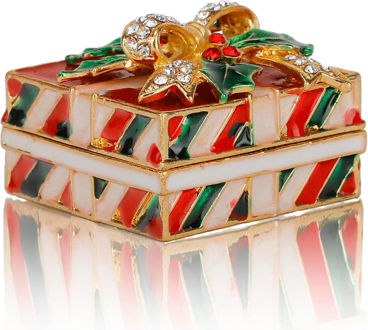 SEVENBEES Christmas Trinket Boxes Hinged Jewelry Box Hand Painted Gift Box Ring Holder for Girls or Women