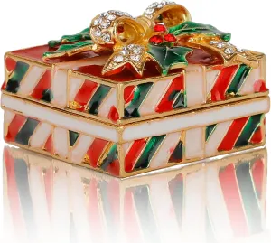 SEVENBEES Christmas Trinket Boxes Hinged Jewelry Box Hand Painted Gift Box Ring Holder for Girls or Women