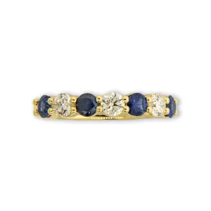 Shared Prong Sapphire & Diamond Band