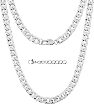 Silvadore 9mm Thick Silver Chain for Men Necklace - Flat Miami Stainless Steel CUBAN Link - NON-TARNISH & Waterproof Lifetime Jewelry - 18/20/22/24 Inch UK (2024 release)