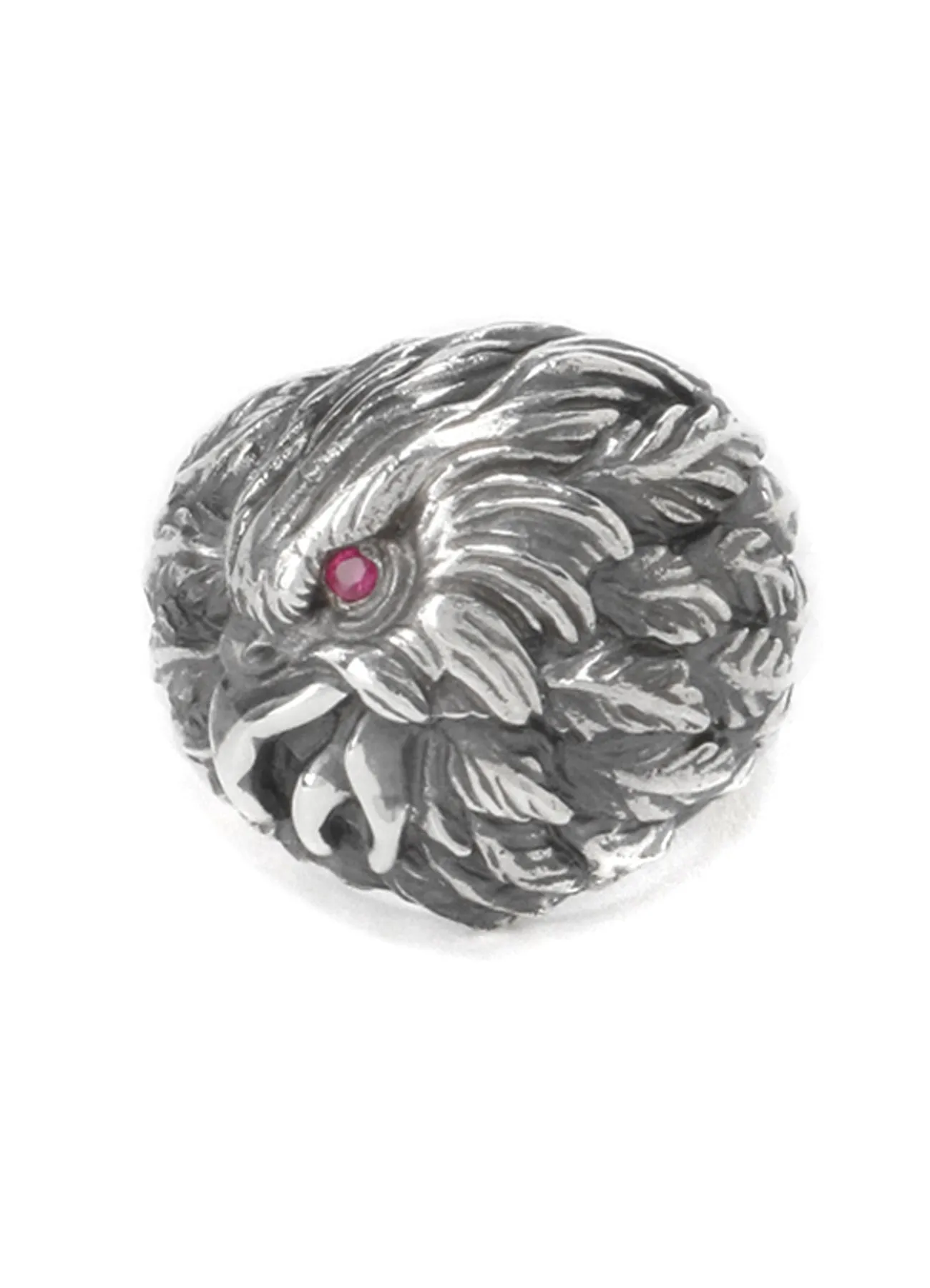 SILVER 950 EAGLE RED EYE RING