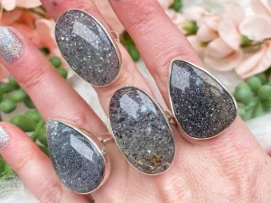 Silver Black Sunstone Rings