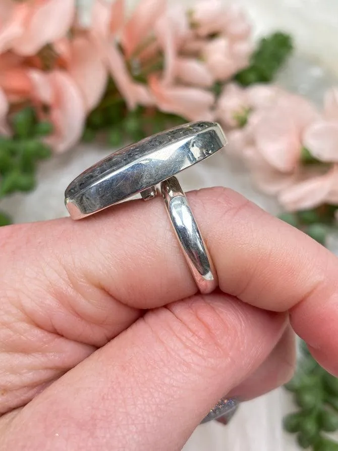 Silver Black Sunstone Rings