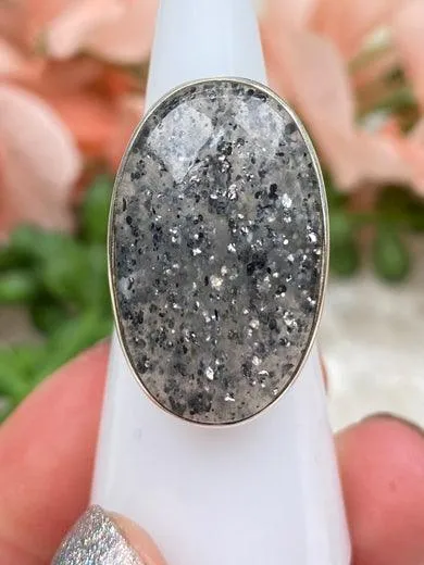 Silver Black Sunstone Rings