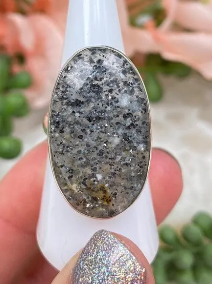 Silver Black Sunstone Rings