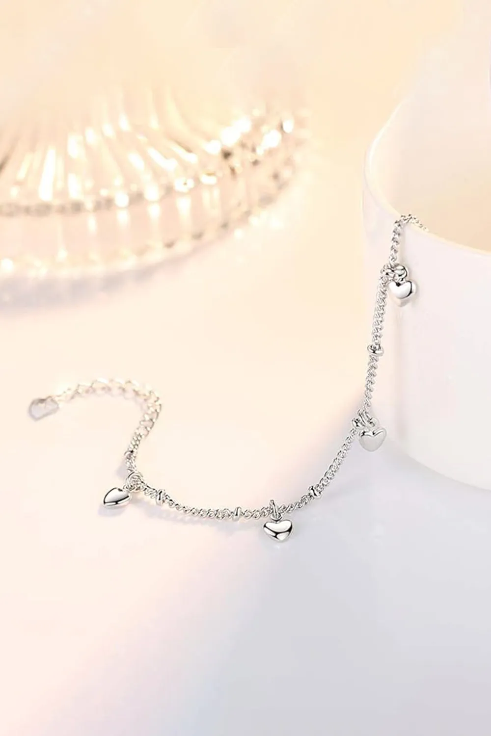 Silver Love Heart Pendant Bracelets