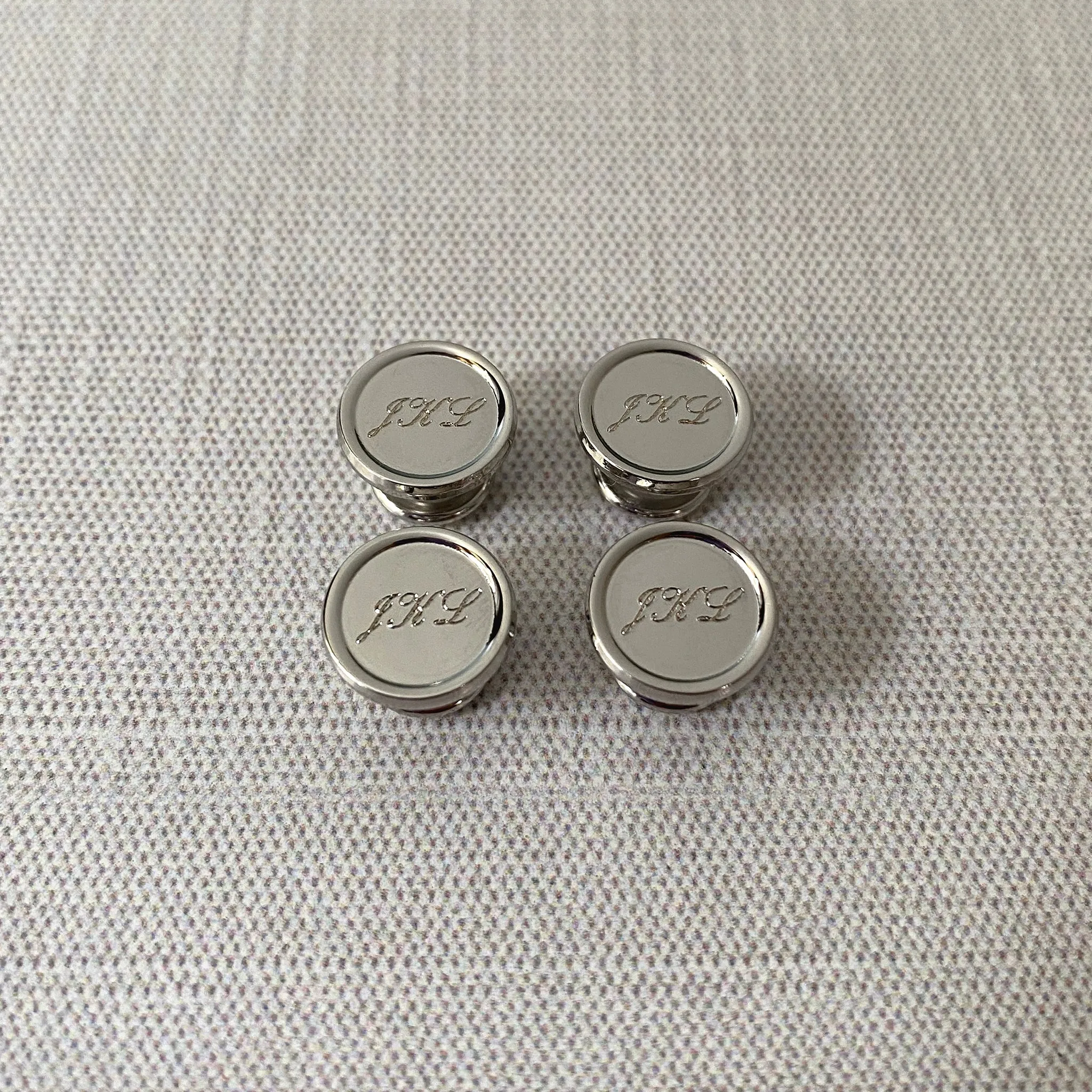 Silver Plated Polished Round Rimmed Shirt Studs