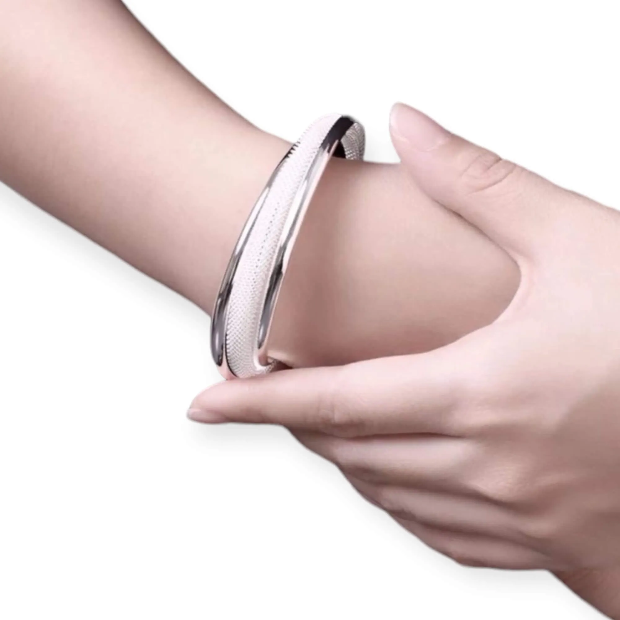 Silver Twisted Mesh Ball Cuff Bracelet