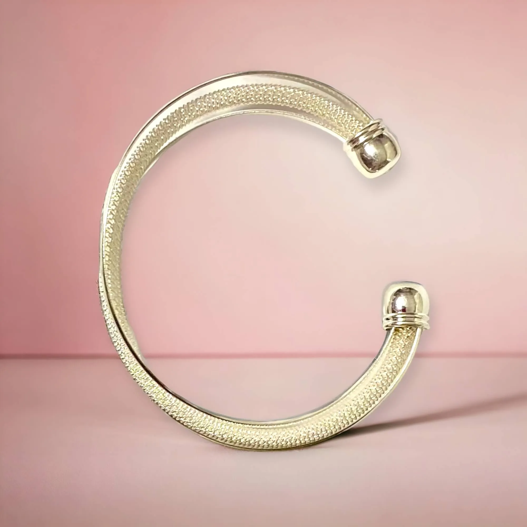 Silver Twisted Mesh Ball Cuff Bracelet