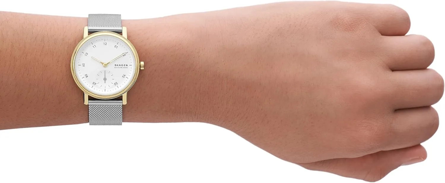 Skagen Kuppel Lille or Riis Lille Minimalist Women's Watch with Stainless Steel Bracelet, Mesh or Leather Band