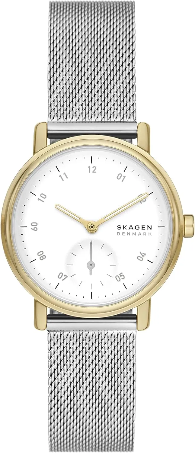 Skagen Kuppel Lille or Riis Lille Minimalist Women's Watch with Stainless Steel Bracelet, Mesh or Leather Band