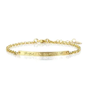 Skinny Bar Bracelet for Layering  Mother's Day Gift with Kids Names  Mother's Day Gift for Wife  Custom Coordinates & Secret Message Bracelet  14k Rose or Yellow Gold Filled or 925 Sterling Silver
