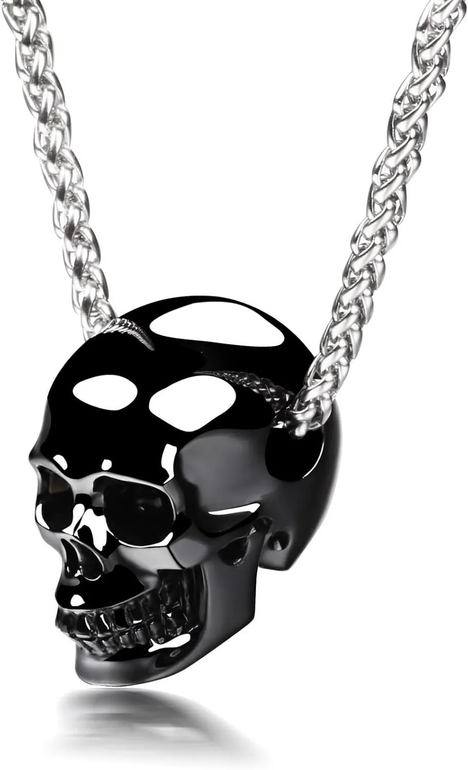 Skullis Necklace of Quartz/Black Obsidian Hand Carved Gem Crystal Skull Pendant for Men Women, Handmade One of A Kind Gift, Crystal Healing Skull Jewelry On The Go.