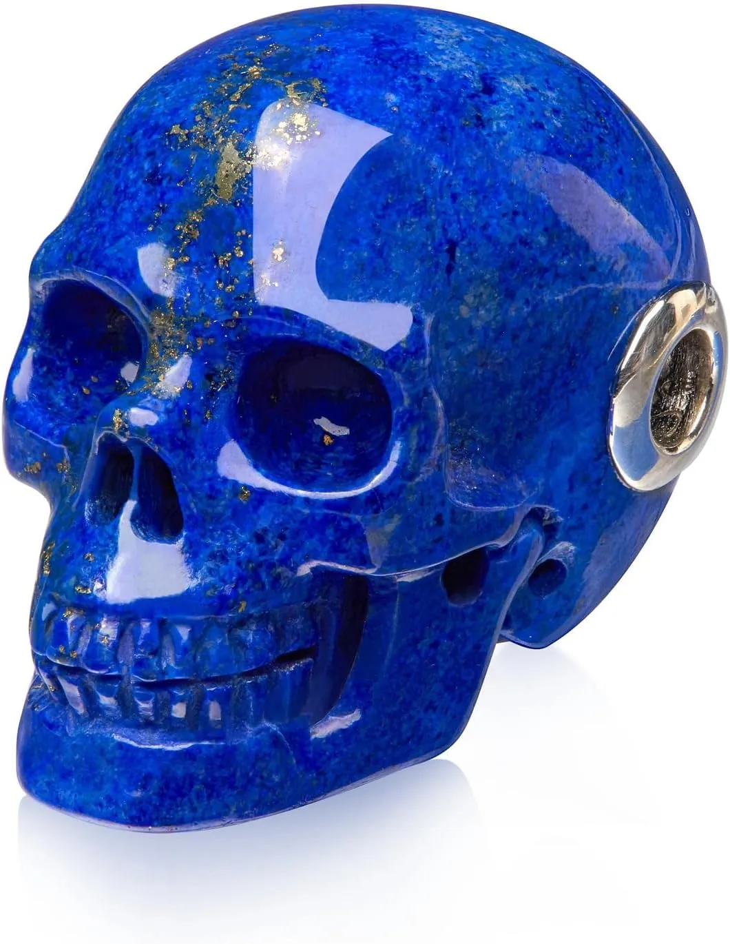 Skullis Signature Gem Skull Pendant Necklace, Amethyst, Citrine, Quart Rock, Black Obsidian, Lapis Lazuli, Malachite, Blue Chalcedony, Carnelian Carved Gemstone Crystal Skull Necklace for Men and Women.