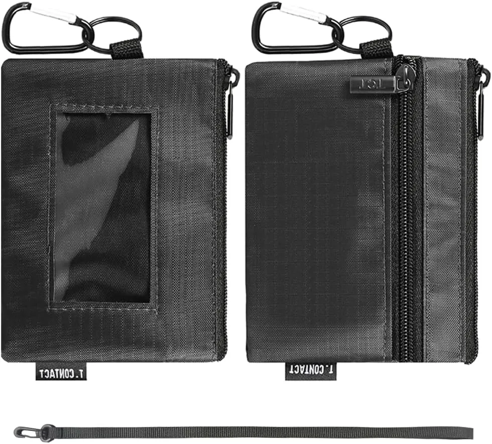 Slim RFID Blocking Wallet with ID Window & Keychain - Waterproof, Compact, and Secure for Men & Women - Minimalist Design with Lanyard(Black)