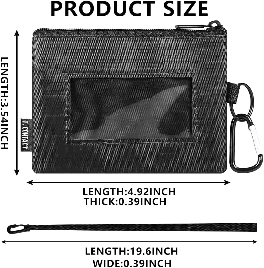 Slim RFID Blocking Wallet with ID Window & Keychain - Waterproof, Compact, and Secure for Men & Women - Minimalist Design with Lanyard(Black)