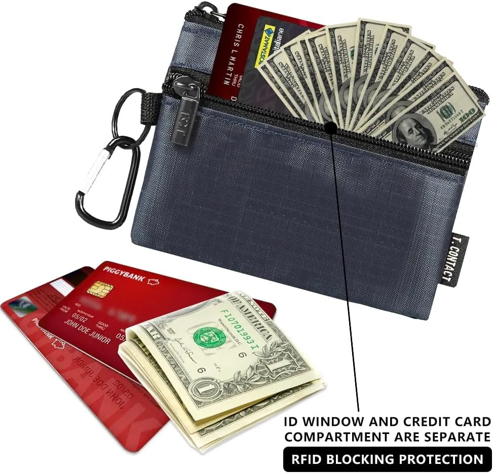 Slim RFID Blocking Wallet with ID Window & Keychain - Waterproof, Compact, and Secure for Men & Women - Minimalist Design with LanyardBlue