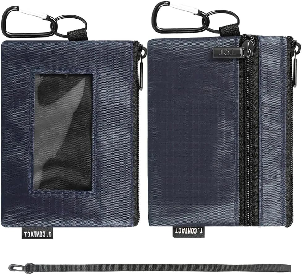 Slim RFID Blocking Wallet with ID Window & Keychain - Waterproof, Compact, and Secure for Men & Women - Minimalist Design with LanyardBlue