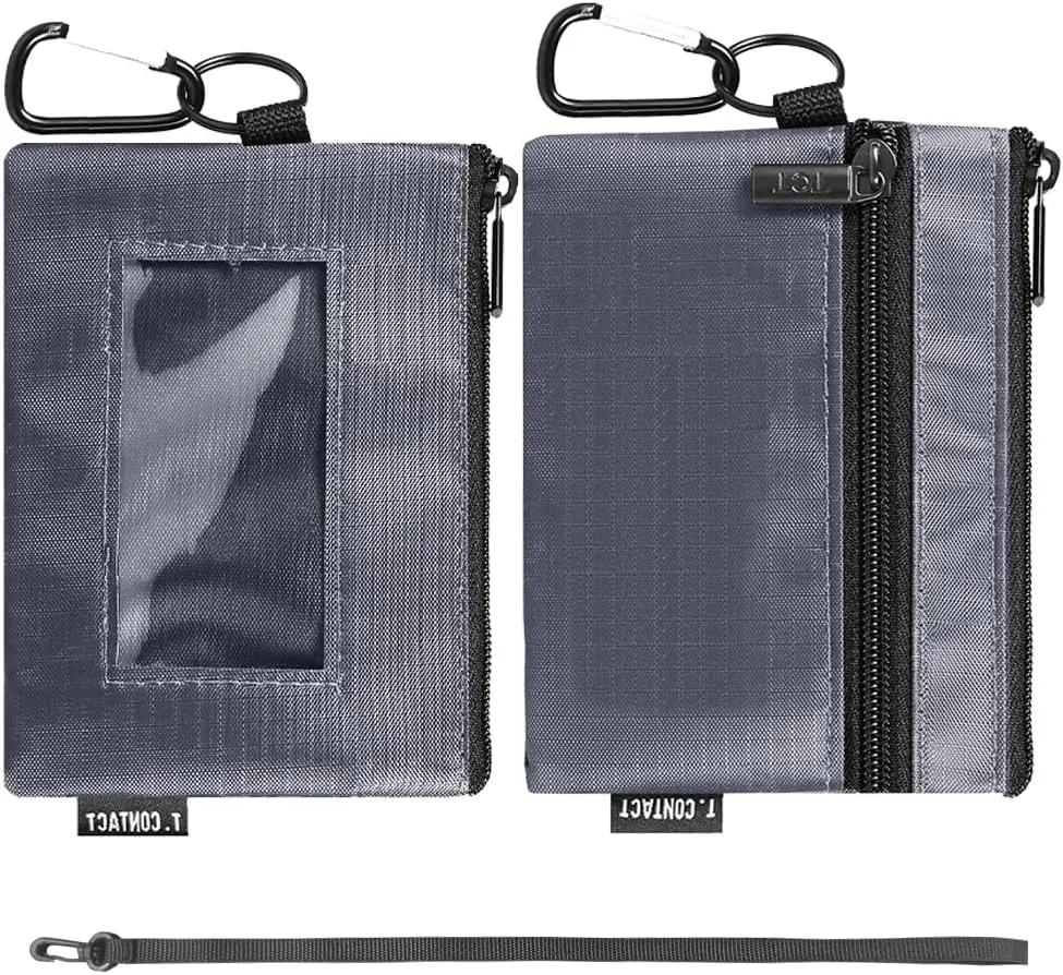 Slim RFID Blocking Wallet with ID Window & Keychain - Waterproof, Compact, and Secure for Men & Women - Minimalist Design with Lanyard(Gray)