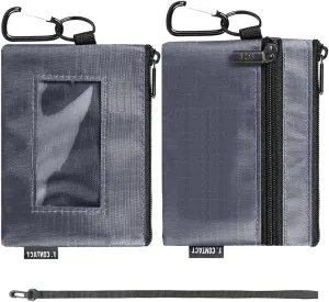 Slim RFID Blocking Wallet with ID Window & Keychain - Waterproof, Compact, and Secure for Men & Women - Minimalist Design with Lanyard(Gray)