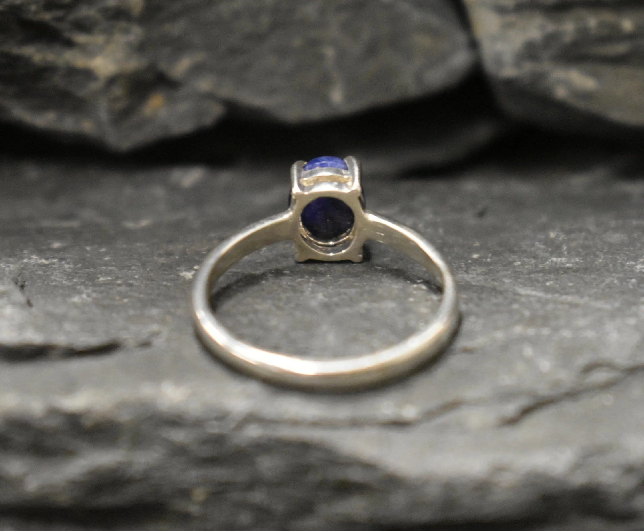 Sodalite Ring - Blue Oval Ring - Vintage Promise Ring