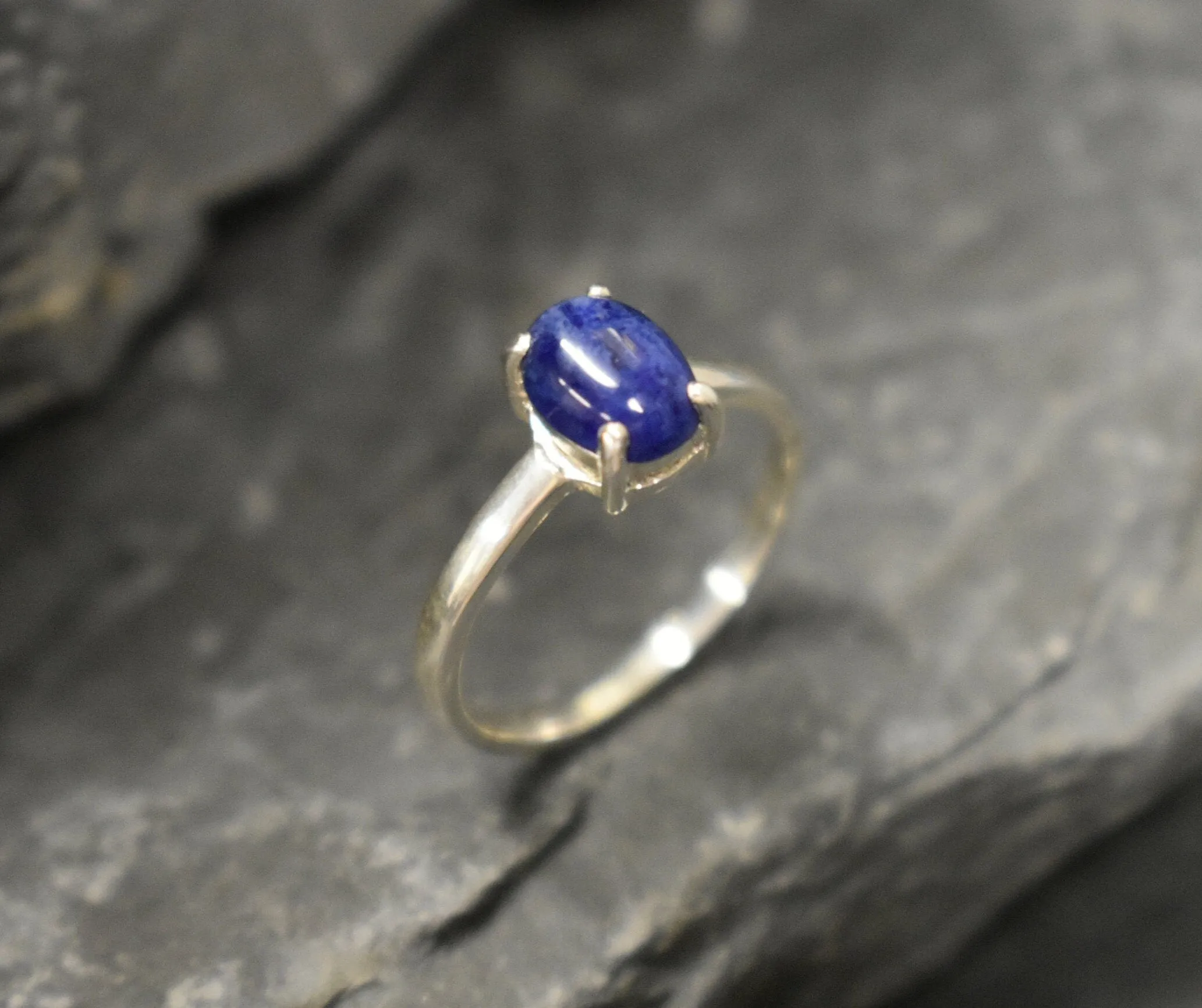 Sodalite Ring - Blue Oval Ring - Vintage Promise Ring