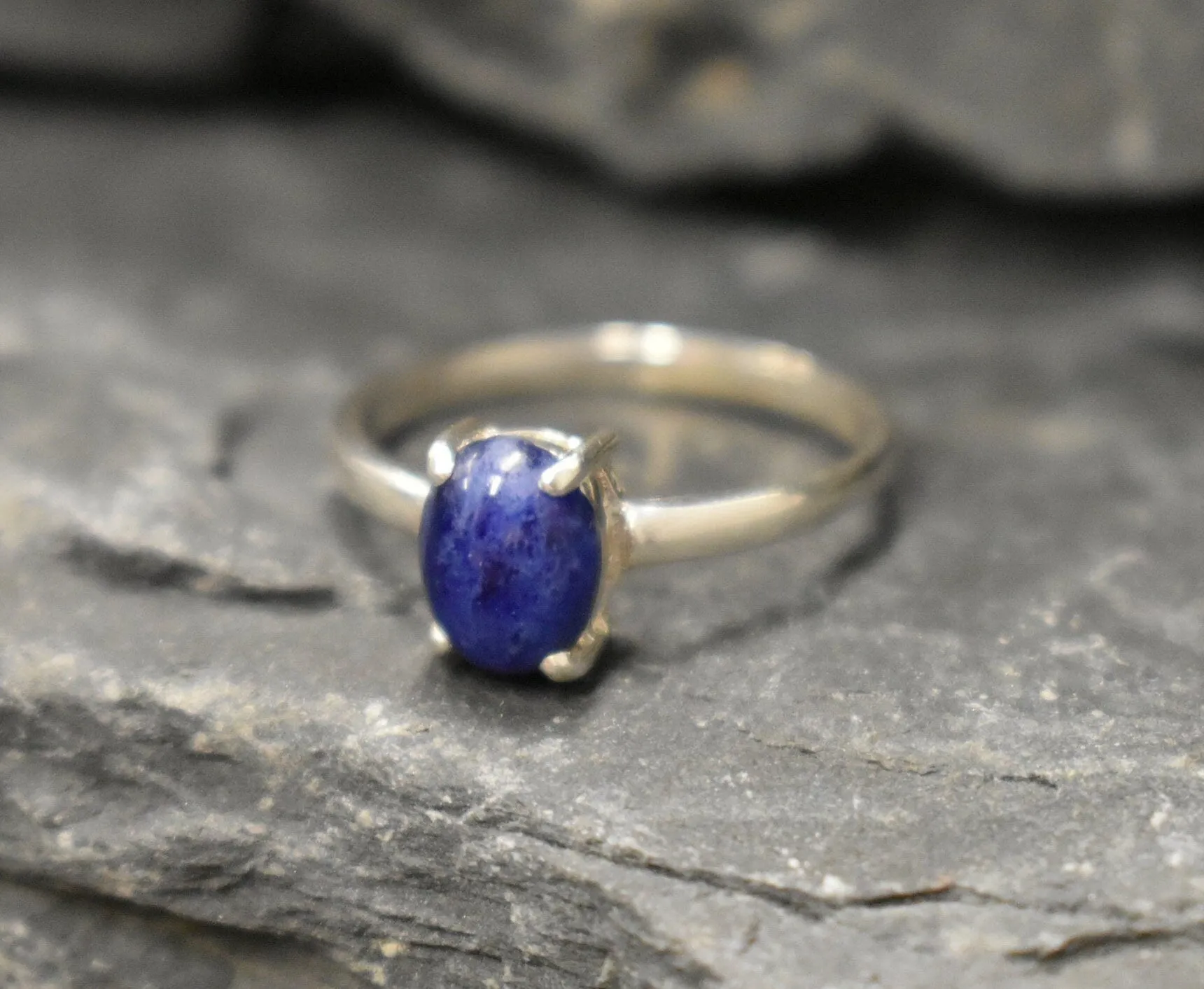 Sodalite Ring - Blue Oval Ring - Vintage Promise Ring
