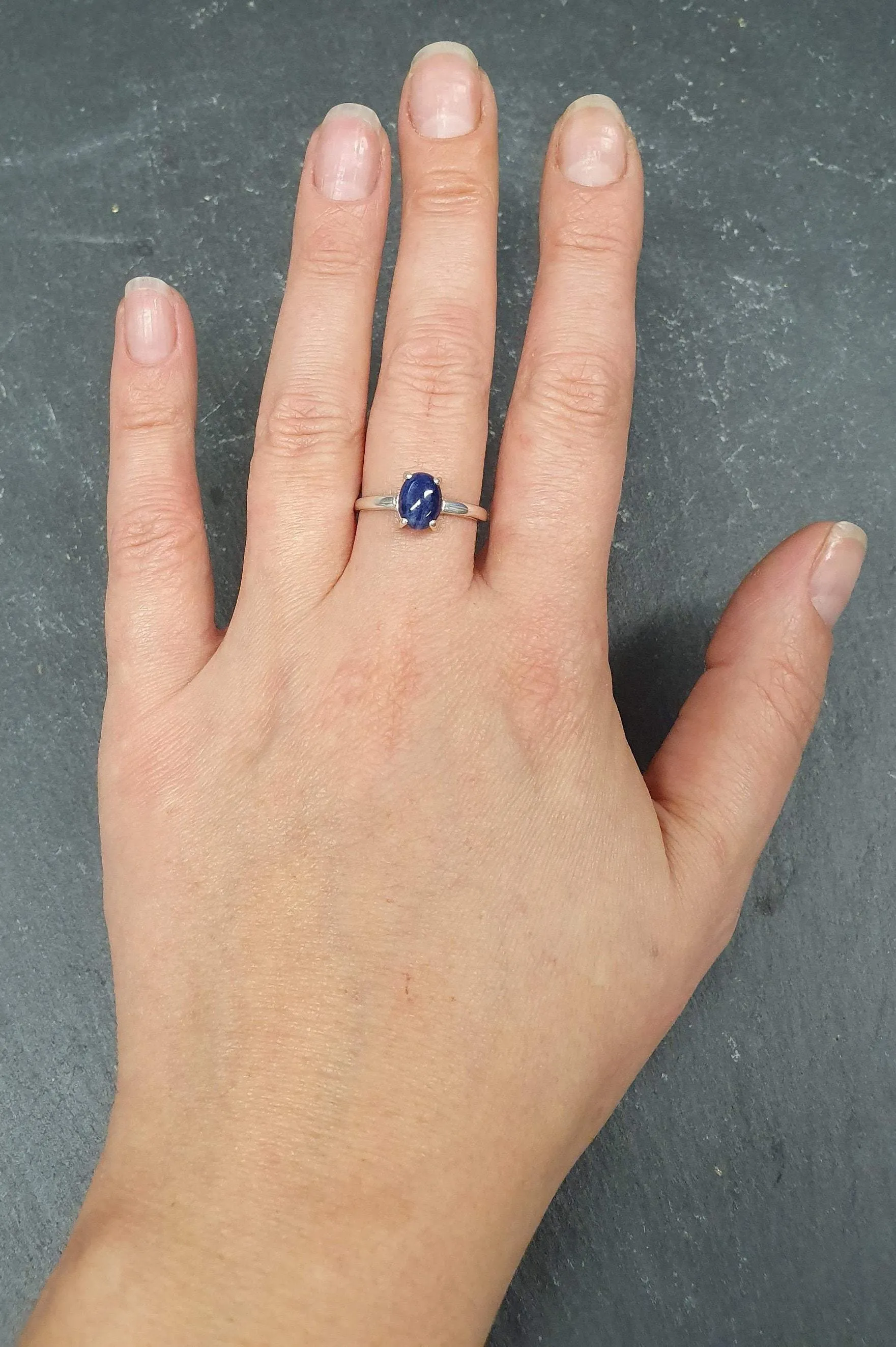 Sodalite Ring - Blue Oval Ring - Vintage Promise Ring