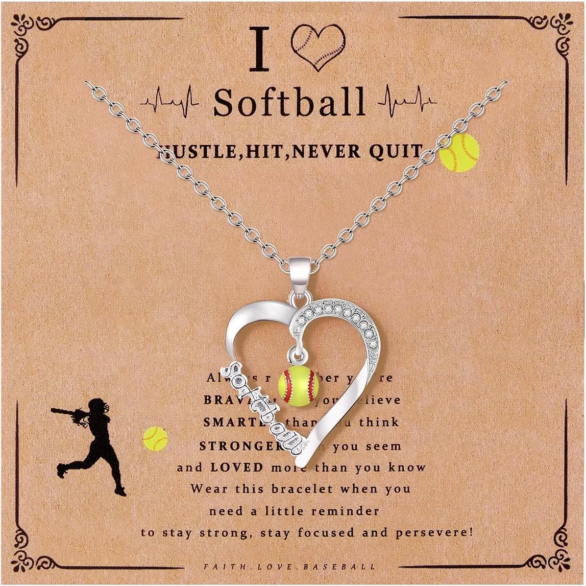 Softball/Volleyball/Basketball/Baseball Necklace for Teen Sport Accessories Jewelry Gifts for Mom Women Man